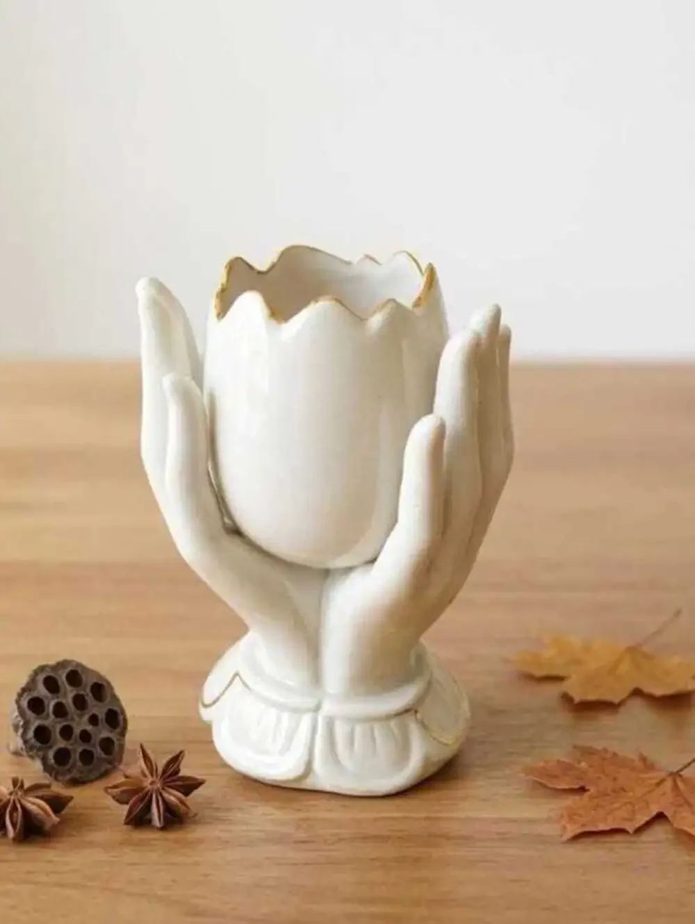 Vintage Japan Porcelain Hand Vase, Orange Floral Accent, Cottagecore Ring Holder